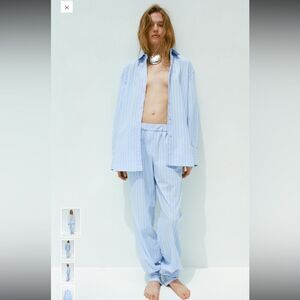 ZARA STRIPED PAJAMA PANTS WITH BUTTONS